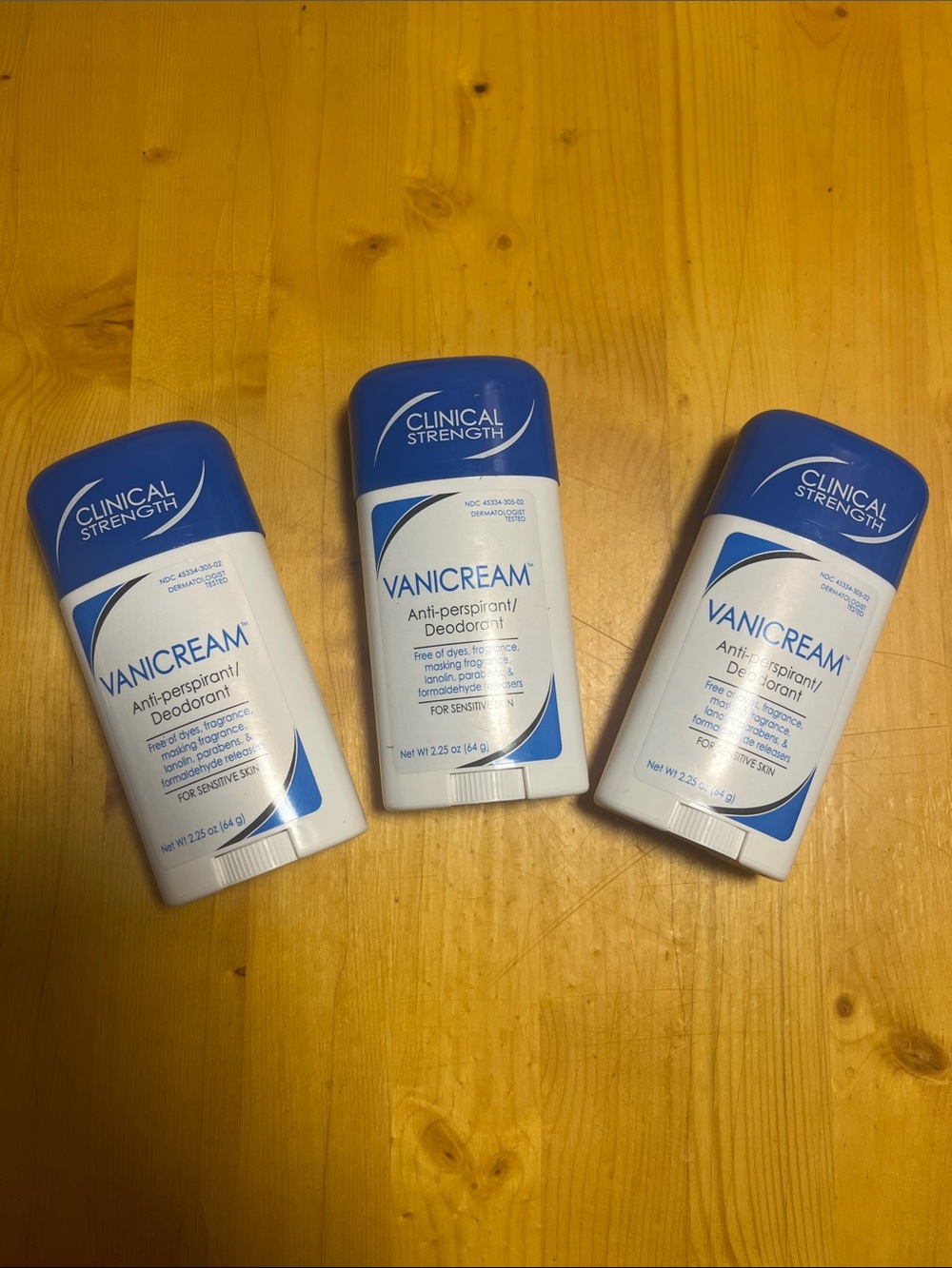 3-Pack Vanicream Antiperspirant Deodorant Sensitive Skin Unscented 3 Sticks